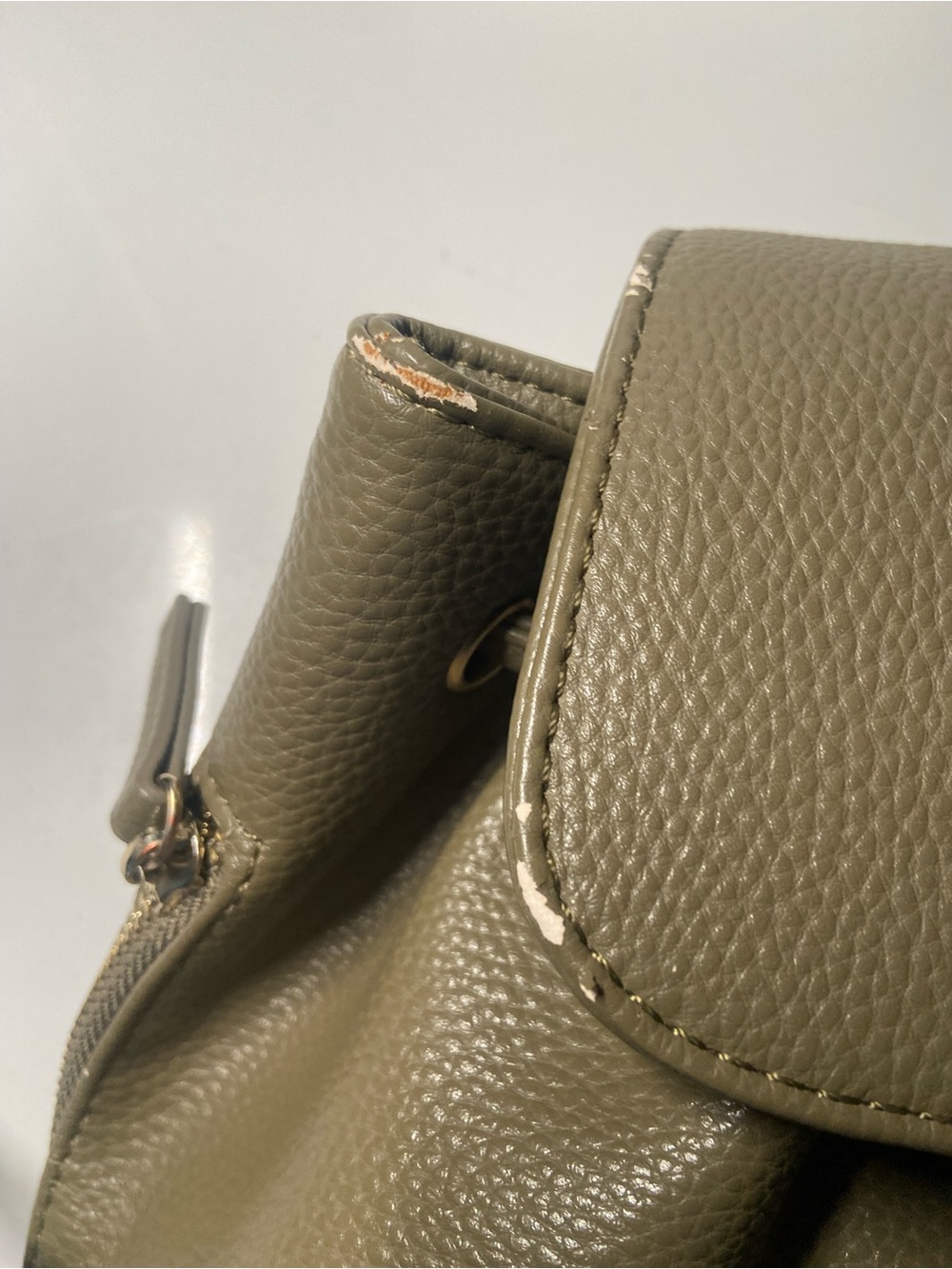 GUESS Olive Green Pebbled Drawstring Backpack - Picture 6 of 6